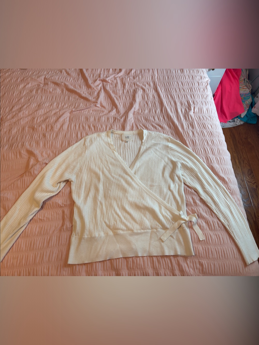 Luxe Cream Ribbed Wrap Sweater